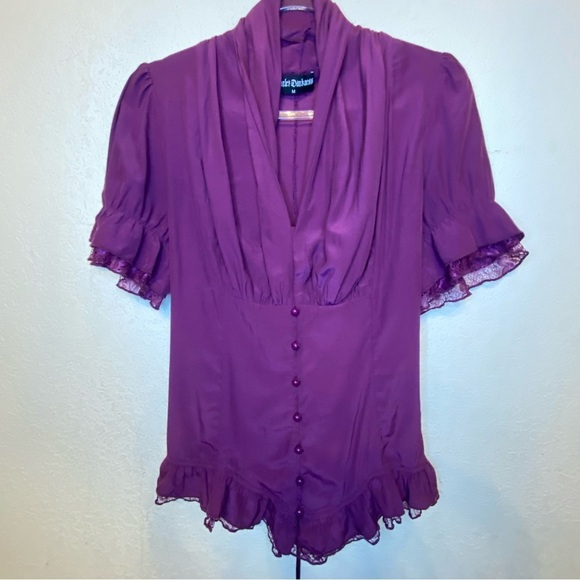 SCARLET DARKNESS Renaissance Goth Short Puff Sleeve Sweetheart Collar Corset Top - Picture 2 of 16